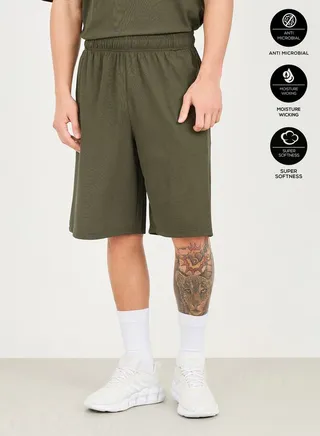 Micro Pique Knit Reflective Logo Oversized Training Shorts