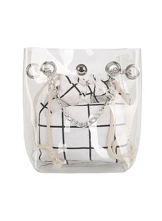 2-Piece Composite Bag Set White/Clear/Black 