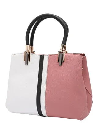 Women's Handbag Simple Voguish Patching Colors Large Capacity Bag Pink 