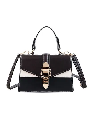 Fashion Colourblock Light Weight Satchel Black/White 