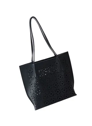 Simple Light Weight Shopper Tote Black 