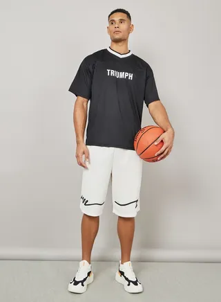 Placement Print Shorts with Contrast Drawstring