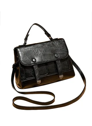 Versatile Vintage Large Capacity OL Crossbody Bag Black 
