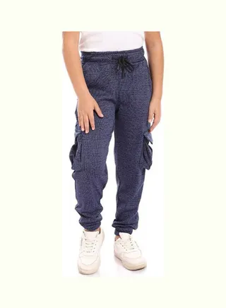 Detailed Casual Sweatpants Baggy Unisex Child Blue 