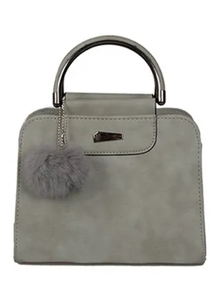 Leather Shoulder Bag Grey 