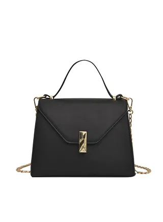 Fashion Sweet Ladylike Solid Color All-Match Crossbody Bag Black 