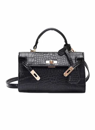 Retro Elegant Stylish Alligator Satchel Black 