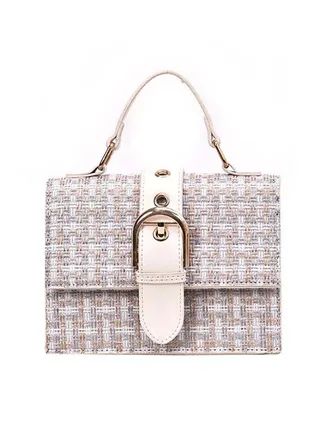 Belt Decor All-Match Simple Chain Bag White/Brown 