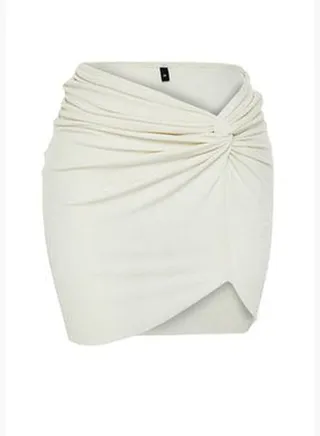Ecru Plain Mini Knit 90% Polyester,10% Elastane Pareo