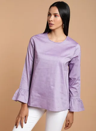 Plain Round Neck Top Lilac 