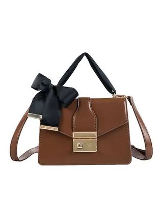 Versatile Vintage Silk Scarf Decor Bag Brown 