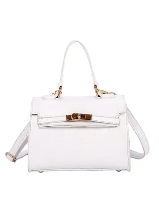 Elegant Simple Alligator Pattern Hasp Bag White 