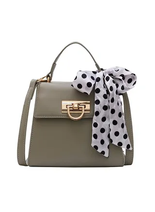 Bow Decoration Plain Style Durable Bag Green 