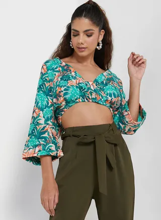 Printed Loose Fit Crop Top 