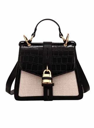 Lightweight Stylish Satchel Bag Black/White 