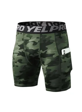Men Quick Dry Breathable Elastic Shorts Green 