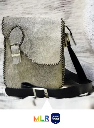 Handmade natural sheep fur bag for women, handmade, genuine leather 