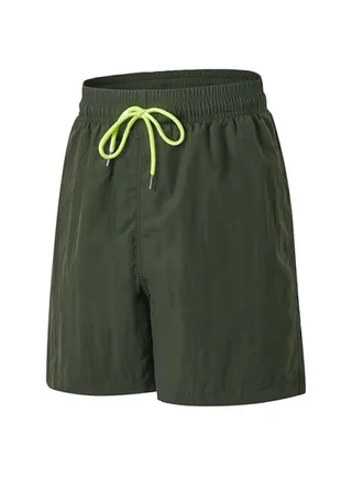 Solid Pocket Detailed Shorts Dark Green 