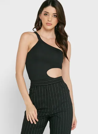 Cut Out Detail One Shoulder Body 
