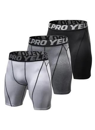 3-Piece Compression Side Pocket Workout Shorts Set Burgundy 