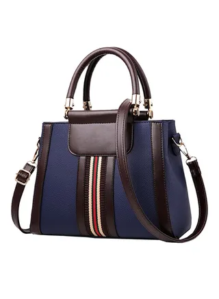 Strip Pattern Crossbody Bag Blue/Brown 
