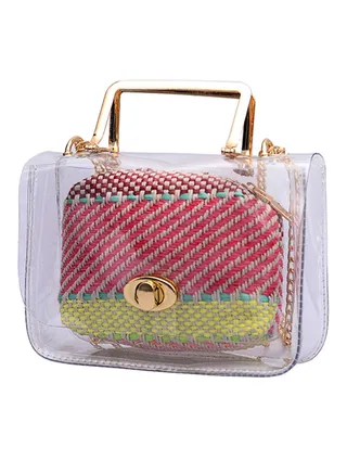 Flap Closure Satchel Bag Multicolour 