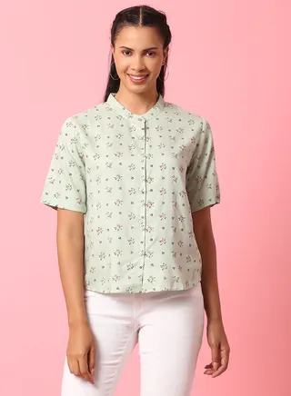 Fashionable Short Sleeve Shirt Light Green 