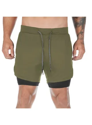 Pockets Towel Loop Sports Shorts Army Green 