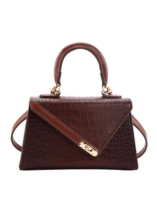 Stylish Leather Satchel Brown 