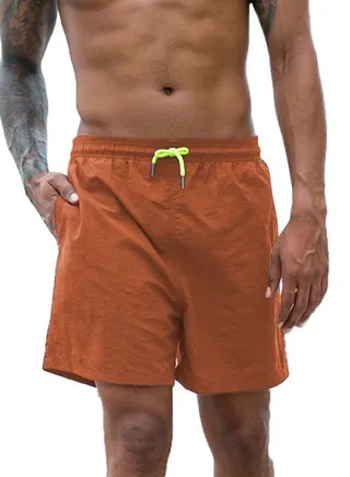 Solid Pocket Detailed Shorts Brown 