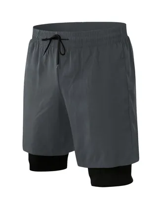 Men Quick Dry Breathable Elastic Shorts Grey 