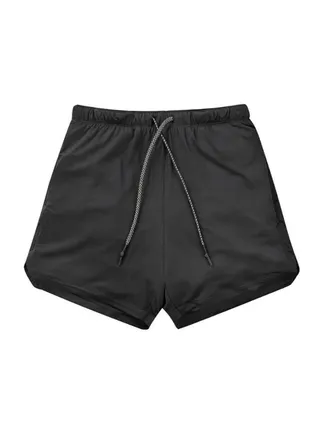 Solid Pattern Sports Wear Mid-Rise Shorts Black 