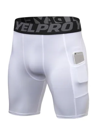 Men Quick Dry Breathable Elastic Shorts White 