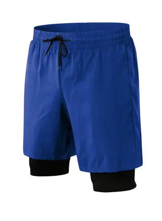 Men Quick Dry Breathable Elastic Shorts Blue 