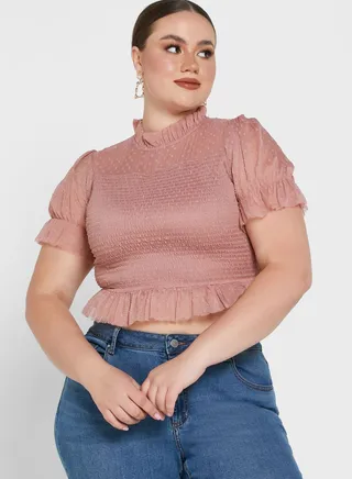 Dotted Mesh Sleeve Top 