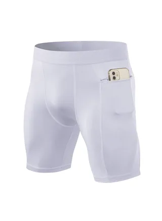 Men Quick Dry Breathable Elastic Shorts White 