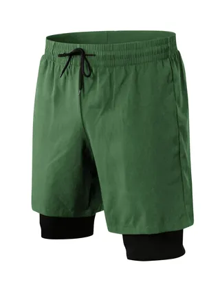 Men Quick Dry Breathable Elastic Shorts Army Green 