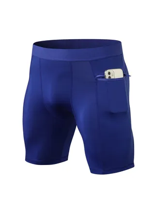 Men Quick Dry Breathable Elastic Shorts Blue 