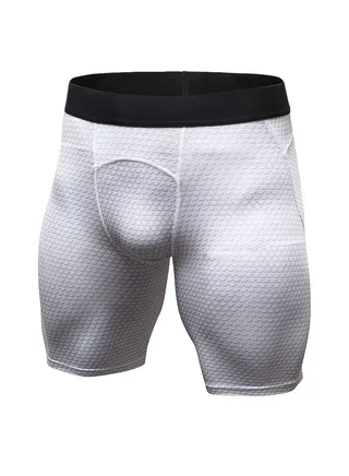 Men Quick Dry Breathable Elastic Running Shorts White 