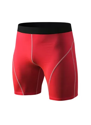 Men Quick Dry Breathable Elastic Shorts Red 