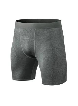 Men Quick Dry Breathable Elastic Shorts Grey 