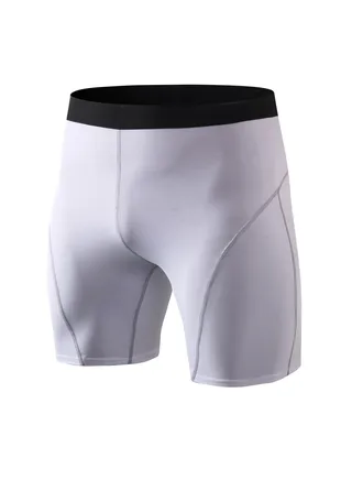 Men Quick Dry Breathable Elastic Shorts White 