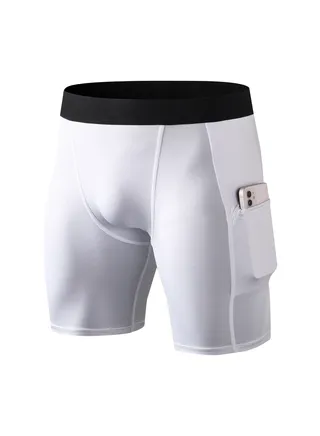 Men Quick Dry Breathable Elastic Shorts White 
