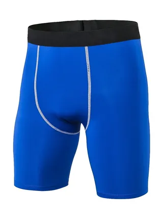 Men Quick Dry Breathable Elastic Shorts Blue 