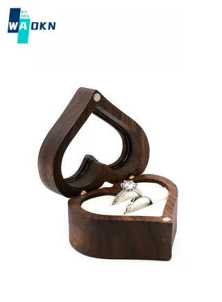 High-end Solid Wood Portable Compact Jewelry Box Necklace Earrings Ring Storage Box 