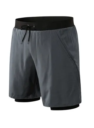 Men Quick Dry Breathable Elastic Shorts Grey 