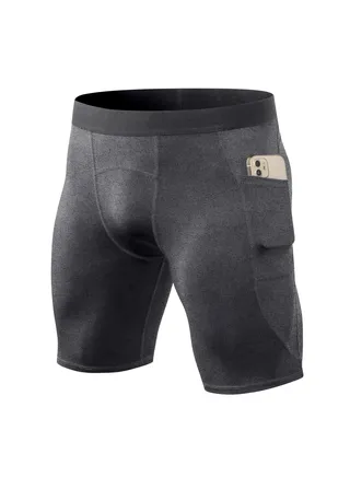 Men Quick Dry Breathable Elastic Shorts Grey 