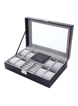8 + 3 Grids Faux Leather Watch Storage Case 
