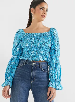 Printed Smocked Top 