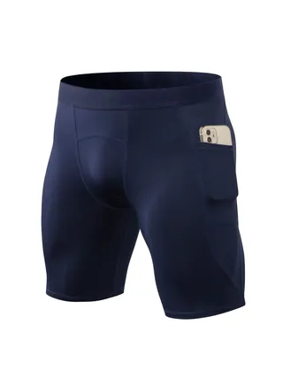 Men Quick Dry Breathable Elastic Shorts Dark Blue 